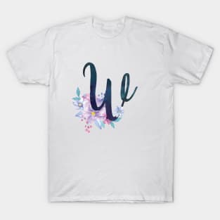 Floral Monogram W Pretty Lilac Bouquet T-Shirt